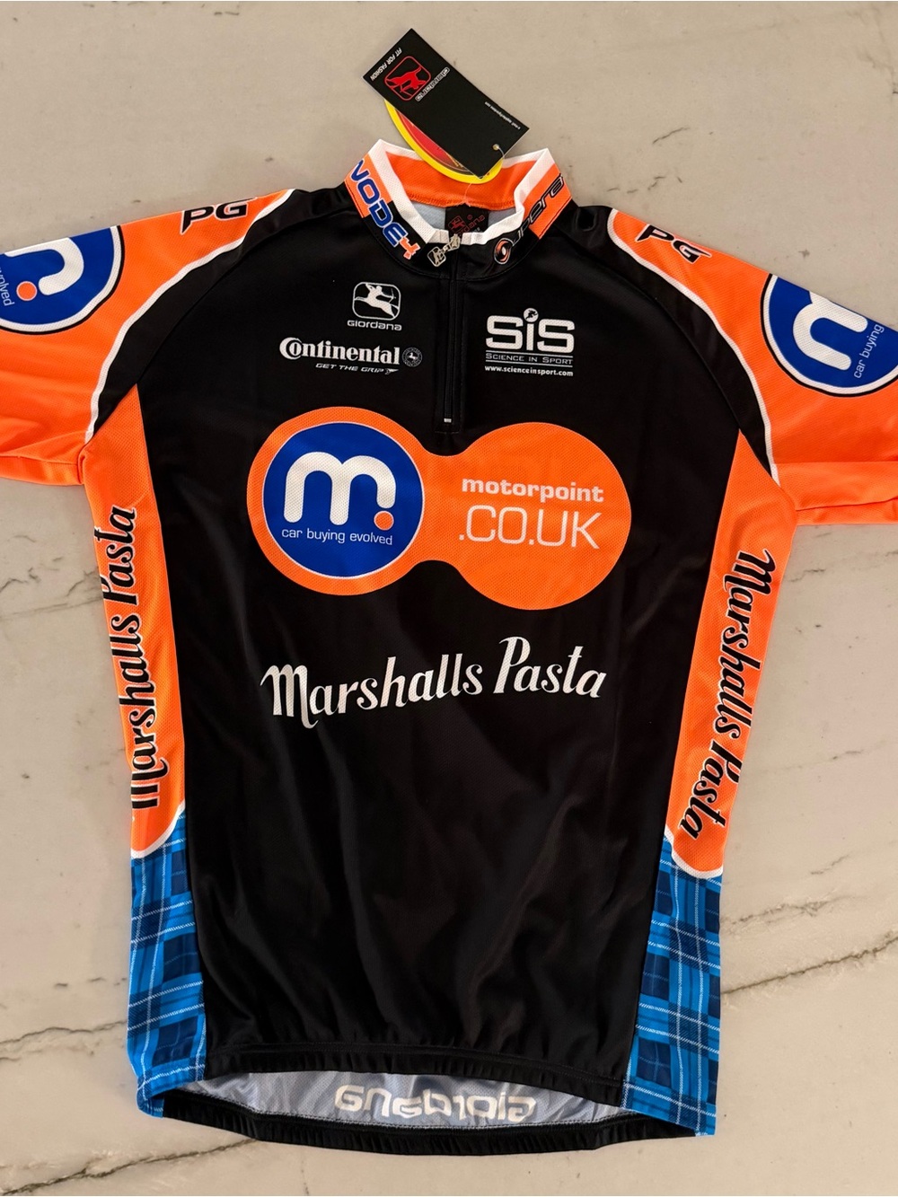 Giordana Marshalls Pasta Cycling Jersey Sz XL Made In Italy New NWT Black Orange